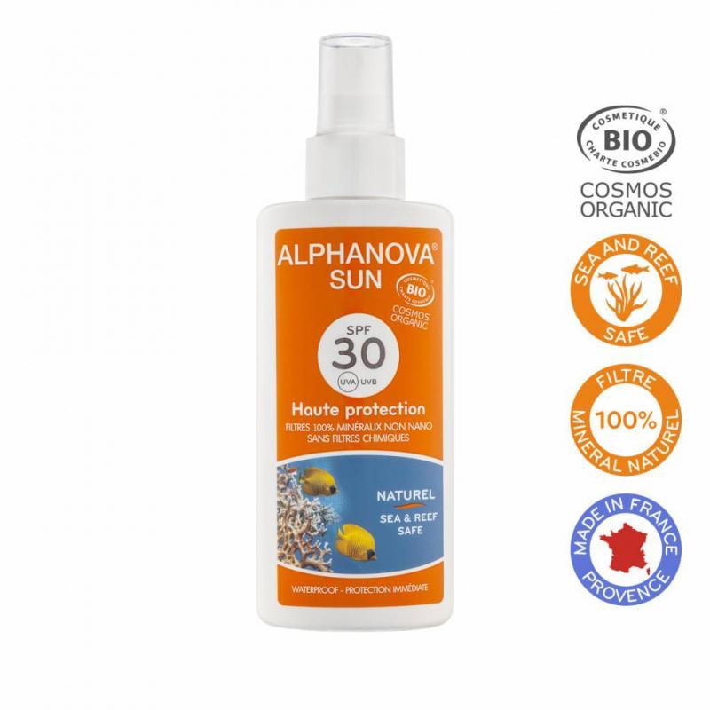 Alphanova Sun bio spf 30 high protection Waterproof Spray 125g travel size